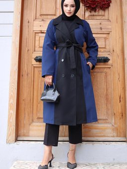 İndigo Önü Garnili Trençkot