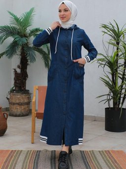 Koyu Lacivert Siyah Düğmeli Kap