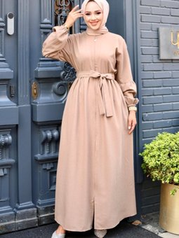 Vizon Balon Kol Detaylı Fermuarlı Ferace