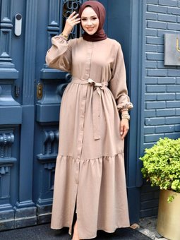 Vizon Düğmeli Kat Detaylı Ferace