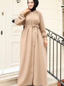 Vizon Gizli Fermuarlı Kuşaklı Ferace