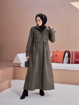 6302 İnter Büzgülü Trençkot Haki