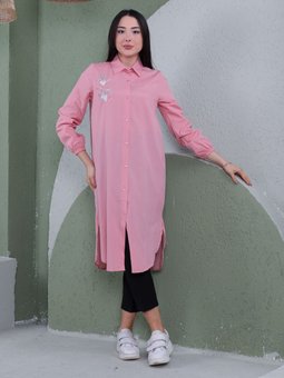 Taşlı Gül Kurusu Tunik