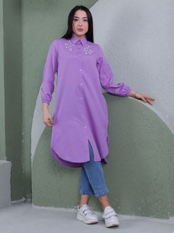 Taşlı Lila Tunik