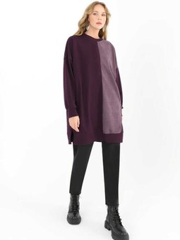 Bir Yanı Kadife Görünümlü 2 İplik Tunik 10569