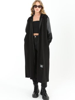 Siyah İki İplik Kumaş Keten Garnili Kap