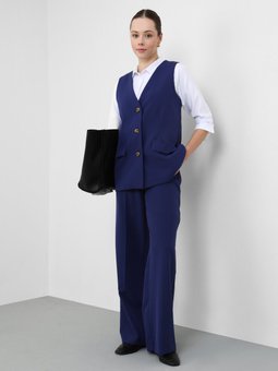 Gizli Cep Detaylı Lacivert Yelek