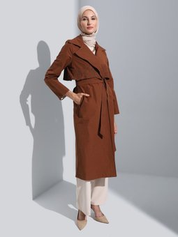 Nakış Detaylı Trençkot Camel