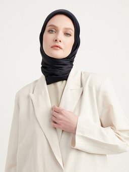 Janjanlı Krinkıl Koyu Lacivert Eşarp