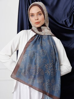 Trio Dallı Desenli Bej Şal