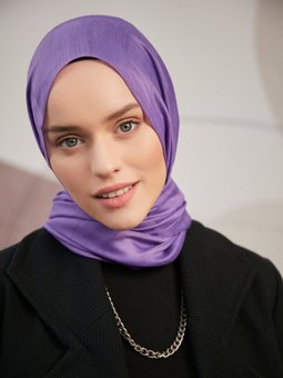 Monogram Düz İpeksi Mor Şal