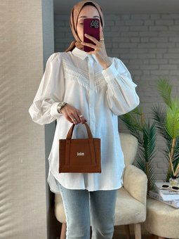 2109 Balon Kol Gömlek Beyaz