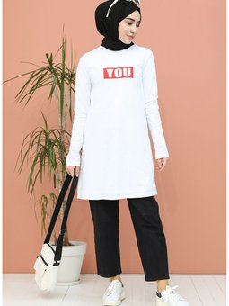 Baskılı Tunik 6019 03 Beyaz