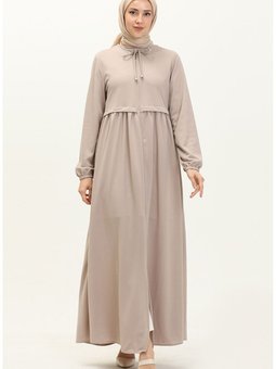 Büzgülü Fermuarlı Ferace 0569 02 Taş