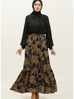 Büzgülü Vual Etek 0343b 01 Lacivert Hardal