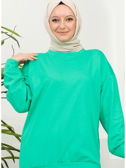 Düz Spor Sweatshirt 2022 08 Yeşil
