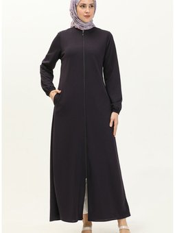 Fermuarlı Cepli Ferace 6666 01 Mor