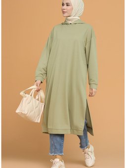 Kapüşonlu Spor Tunik 3007 08 Küf Yeşili