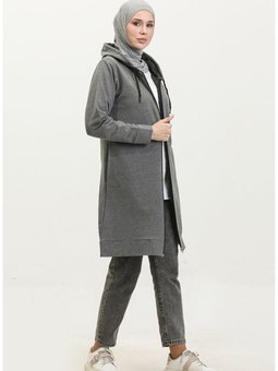 Kapüşonlu Sweatshirt 24003 03 Gri
