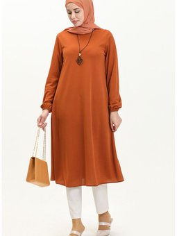 Kolyeli Uzun Tunik 2727 06 Taba