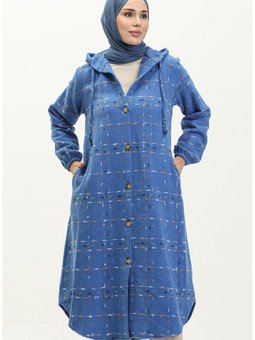 Tüvit Kapüşonlu Kap 0256 03 Saks Mavisi