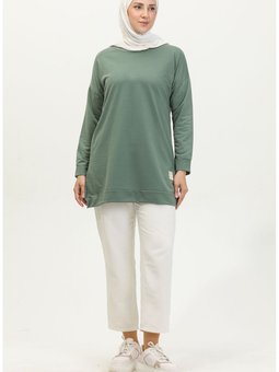 Yırtmaç Detaylı Spor Tunik 0412 01 Çağla Yeşil