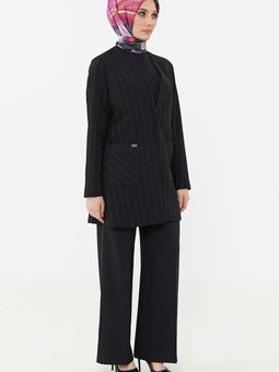 Siyah Torba Cepli Yakasız Ceket 2427100