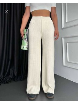 Taş Fitilli Ve Beli Lastikli Triko Düz Şık Pijama Pantolon