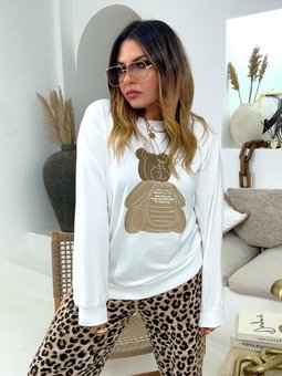 Ekru Ayıcıklı Sweatshirt