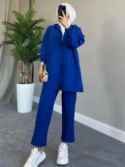 Fermuarlı Spor Takım Saks Mavisi