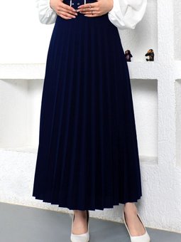 Kemerli Pileli Etek Tsd230113 Lacivert