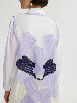 Nakış Detaylı Uzun Organze Yelek