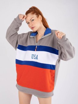 Gri Usa Parçalı Polar