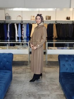 Gömlek Yaka Kemer Detaylı Vizon Astarlı Trençkot 13465