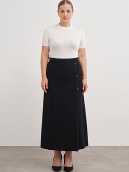 1624112 Krep Düz Etek