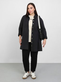 Antrasit Pamuklu Büyük Beden Kot Tunik