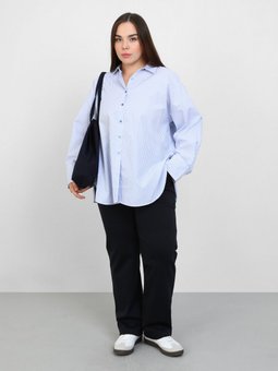 Büyük Beden Düğme Detaylı Örme Lacivert Pantolon