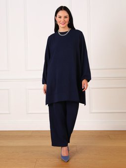 Büyük Beden Tunik & Pantolon İkili Aerobin Lacivert Takım