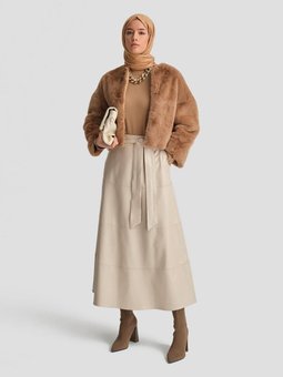 Bağlamalı Deri Etek 24k1706