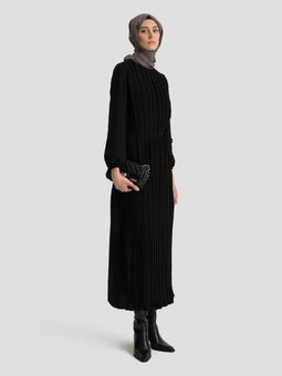 Piliseli Elbise 24yd9435 Siyah