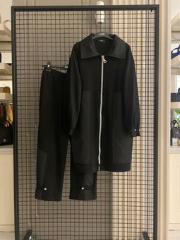 Boydan Fermuarlı Cepli Paraşüt Detaylı Pantolonlu İkili Takım Siyah Dsb620 Modaayka