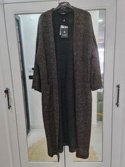 Armine Trend Örgü Desenli Cepli Hırka Gri 24kt507