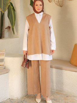 Trend Pantolonlu Gömlek Ve Yelekli Üçlü Takım 24kt601