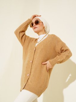 15768 Triko Hırka Vizon