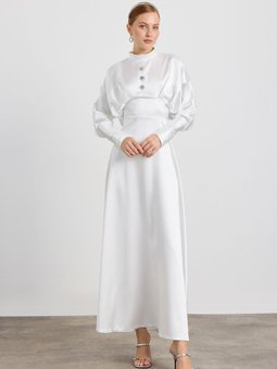 Beyaz Sara Abiye Elbise