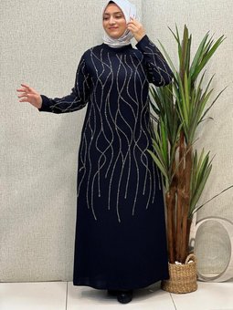 Lüx Taşlı Krep Abiye Elbise