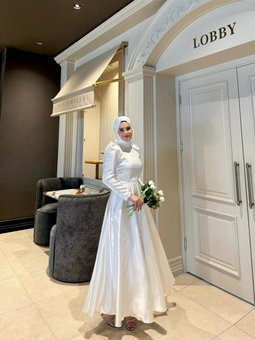 Beyaz Sarah Abiye Elbise