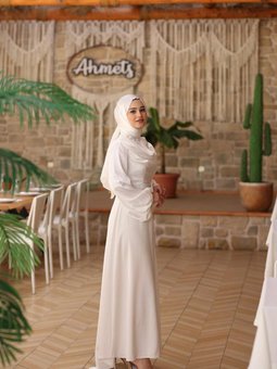 Beyaz Saten Abiye Elbise