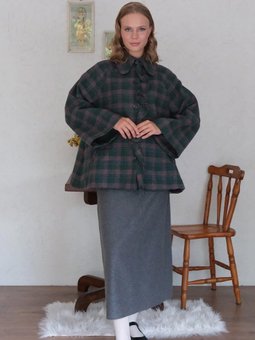 Kaşe Zümrüt Yeşili Panço