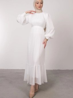 Siyah Piliseli Şifon Elbise